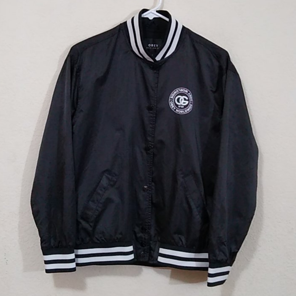 Obey Button-Down Jacket - Black/White - Small